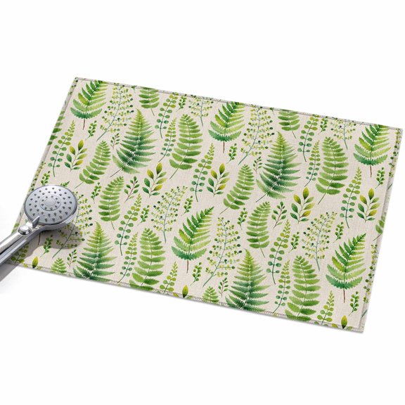 Spring Leavse Entryway Rug 2x3ft Washable Non Slip Bathroom Rug Low Pile Indoor Floor Front Door Mat Pastoral Garden Botanical Rustic Burlap Rectangle Area Rugs Carpet for Kitchen Office Dining Room