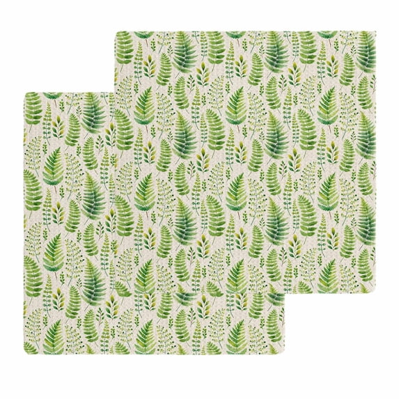Spring Leavse Kitchen Dish Towels for Drying Dishes Set of 2, Pastoral Garden Botanical Rustic Burlap Waffle Weave Microfiber Hand Tea Bathroom Towels Quick Dry & Absorbent Towel 12x12