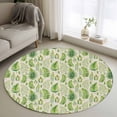 thumbnail image 1 of Spring Leavse Round Area Rug 4Ft Washable Circle Rugs for Bedroom Dining Room, Pastoral Garden Botanical Rustic Burlap Non-Slip Carpet Floor Mats Indoor Outdoor Carpet Runner Aesthetic Home Decor, 1 of 8