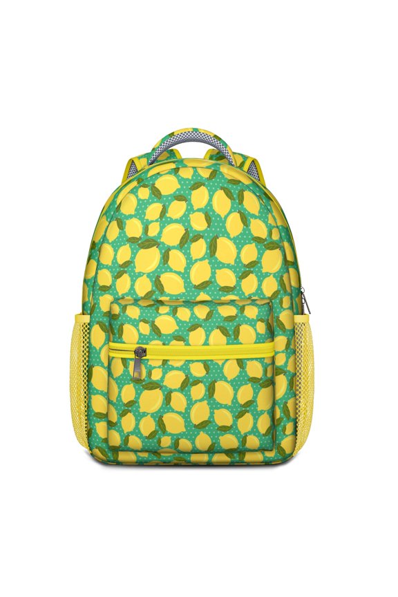 Spring Lemon Print Student Backpack - Organized Storage & Comfortable Padded Back Panel for Teenagers & Commuters
