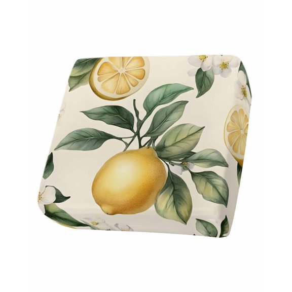 Spring Lemon Sofa Couch Cushion Covers Washable, Removable Stretchable Sectional Couch Covers, Summer Flower Leaf Branch Nature Fruit Slipcovers for L & T Shape Sofa Furniture Protector S Size 1 pc