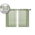 thumbnail image 1 of Spring Linen Textured Kitchen Window Curtains over Sink 25×30 Inch Length Semi Sheer Farmhouse Small Curtains for Cafe Bathroom Basement, Short Rod Pocket Tier Curtains 2 Panels, 1 of 4