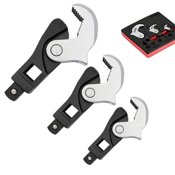 Spring Loaded Adjustable Crowfoot Wrench Set, Auto-Adjusting Male And Female Square Drive, 1/4 3/8 1/2 Inch, Chrome Vanadium Steel For Automotive Plumbing Repair, 3-Pack