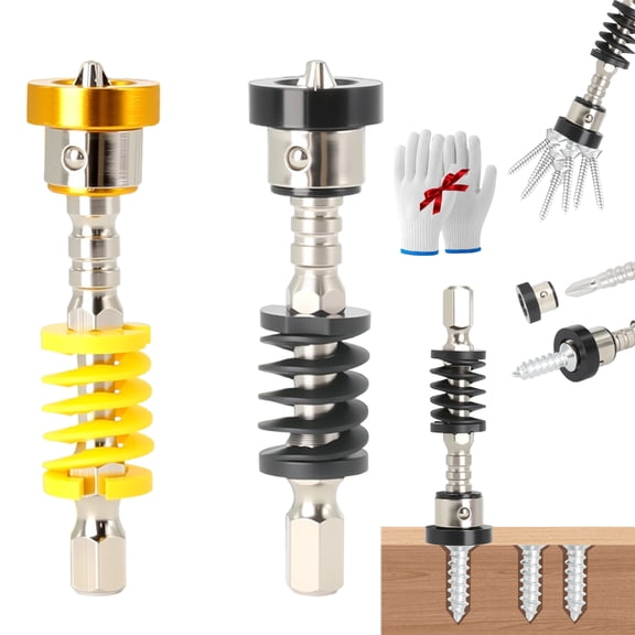 Spring-Loaded Bit Holder - Quickrelease Bit Swaps,Universal 1/4" Strong Magnetic Grip,Quickly Release Spring Mechanism for Electric Drills Tool (2PC)