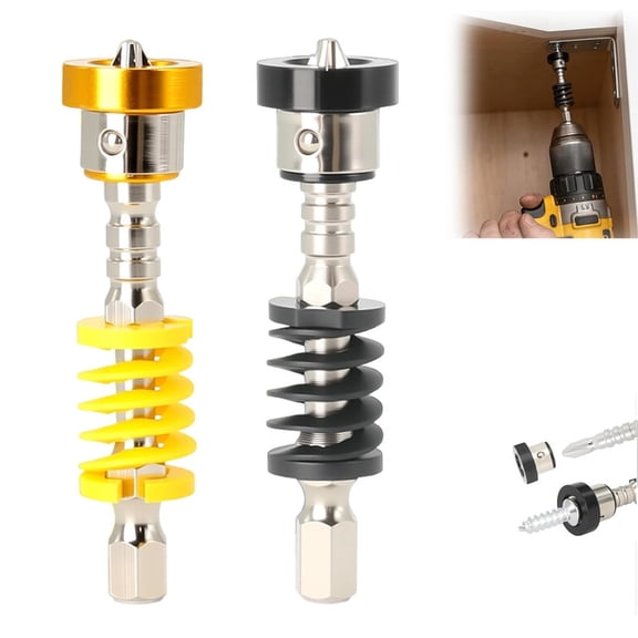 Spring-Loaded Bit Holder, Strong Magnetic Positioning Screwdriver Bit, 1/4" Hex Shank Spring-Loaded Screw Setter for Electric Drills Power Tool