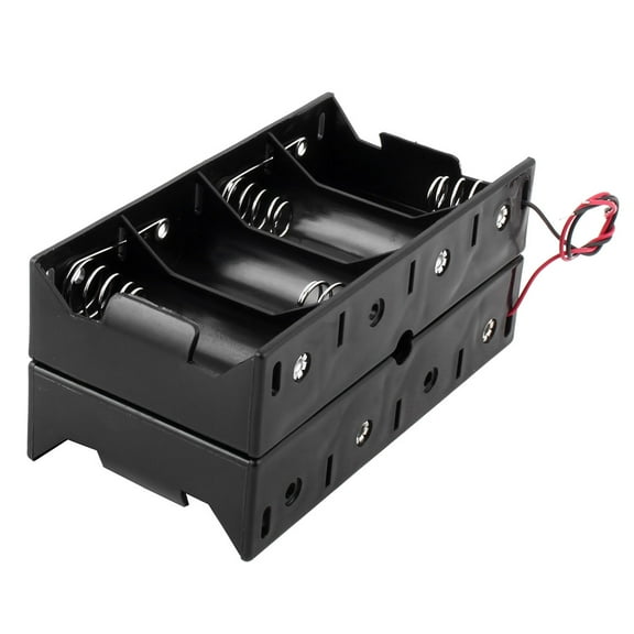 Spring Loaded Black Dual Side 8-Slot In Series 8x1.5V D Size Battery Holder