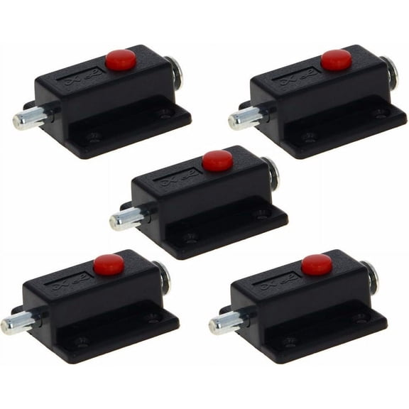 Spring Loaded Door Bolt Latch, Black ABS Plastic Sliding Flush Barrel Latch with Switch Button for Door, Cabinet, Furniture Hardware Accessories