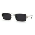 thumbnail image 1 of Spring Loaded Hinge Arm Pop Color Rectangle Dad Shade Sunglasses Silver Black, 1 of 4