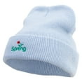 thumbnail image 1 of Spring Logo Embroidered Super Stretch Knit Watch Cap Beanie - Columbia Blue OSFM, 1 of 5