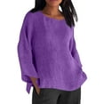thumbnail image 1 of Spring Long Sleeve Shirts for Women Fashion Crewneck Solid Color Casual Plus Size Up to 65% off!, 1 of 6