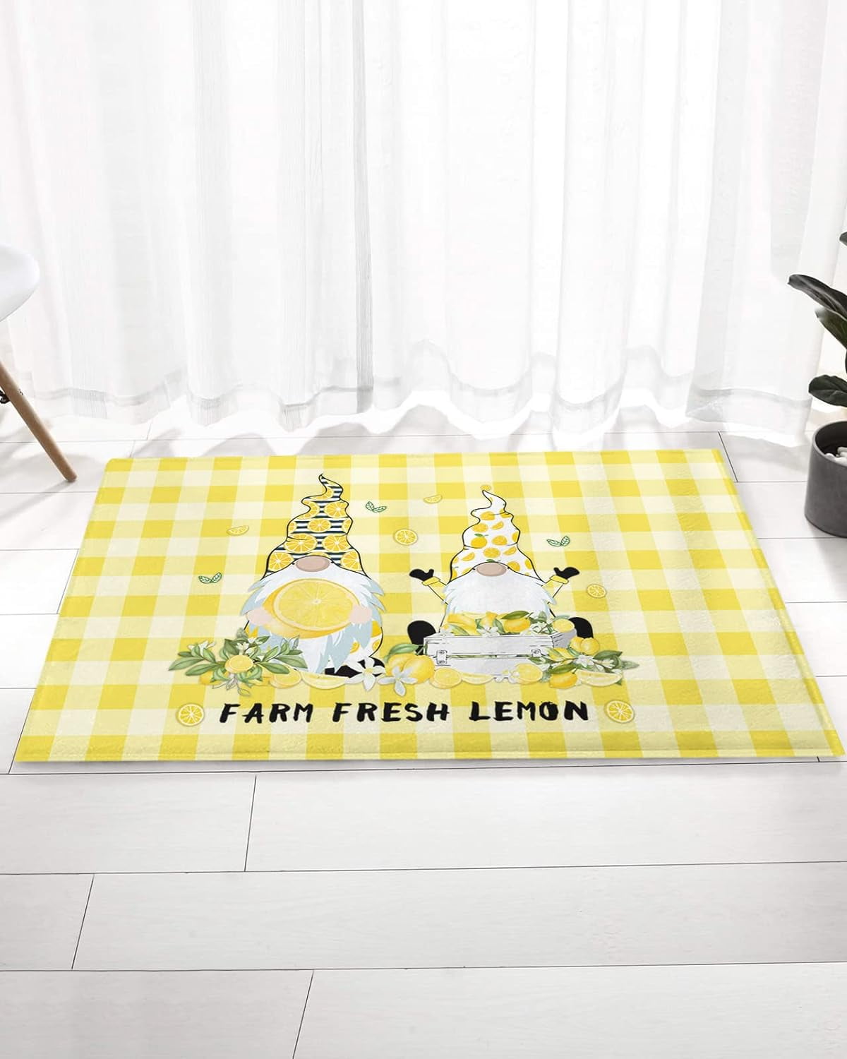 Spring Lovely Gnome Yellow Lemons Ultra Soft Bathroom Rug Shag Floor