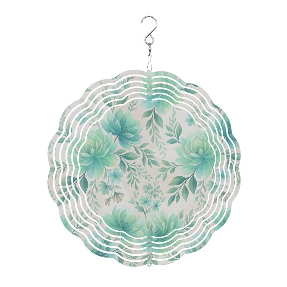 Spring Lush Peonies Wind Spinner for Garden Yard 10In, Rustic Floral Green Flower Blooms Leaves Botanical 3D Stainless Steel Kinetic Hanging Wind Spinners Rustproof Outdoor Decor for Lawn Patio Home