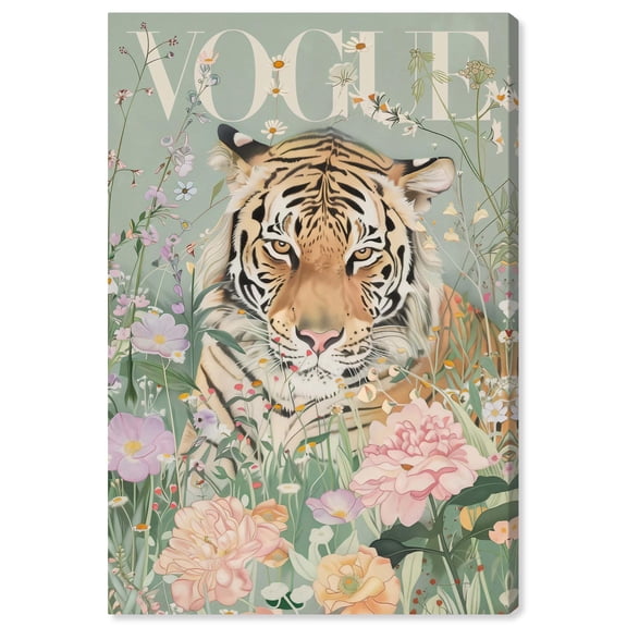 Spring Magazine Tiger Canvas Vintage Animal Art by Art Remedy, Gallery Wrapped, 16" x 24"