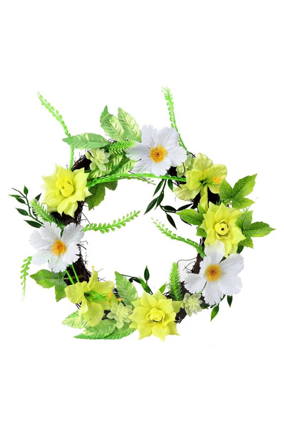 Spring Magnolia Wreath for Front Door, Artificial Summer Wreaths Green Leaves for Farmhouse Home Outdoor Wedding Windows Wall Decor