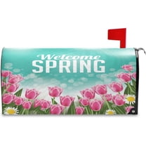 Spring Mailbox Covers, Daisies Tulips Mailbox Covers Oxford Cloth Post Box Cover with Magnetic Strip for Garden Yard Decor