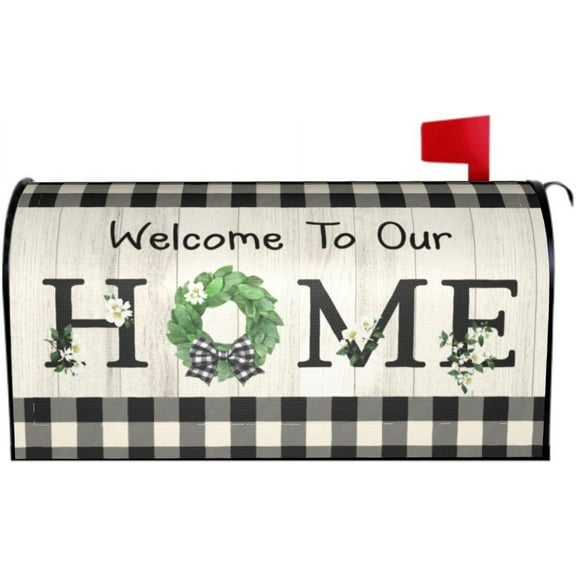 Spring Mailbox Covers Magnetic Standard Size 21x18 Inch Outside Farmhouse Welcome Rustic Mail Box Covering Waterproof Fade-Resistant Decorative Mailbox Post Wrap for Outdoor Garden Yard Decor