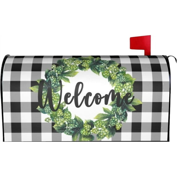 Spring Mailbox Covers Magnetic Standard Size Sage Welcome Summer Post Box Mailbox Cover for Garden Yard Farmhouse Outdoor Decorations 21x18 Inch