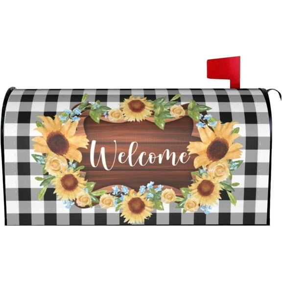 Spring Mailbox Covers Magnetic Standard Size Sunflowers Summer Welcome Post Box Mailbox Cover for Garden Yard Farmhouse Outdoor Decorations 21x18 Inch