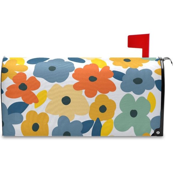 Spring Mailbox Covers, Spring Flowers Rainbow Wildflowers Mailbox Covers Oxford Cloth Post Box Cover with Magnetic Strip for Garden Yard Decor