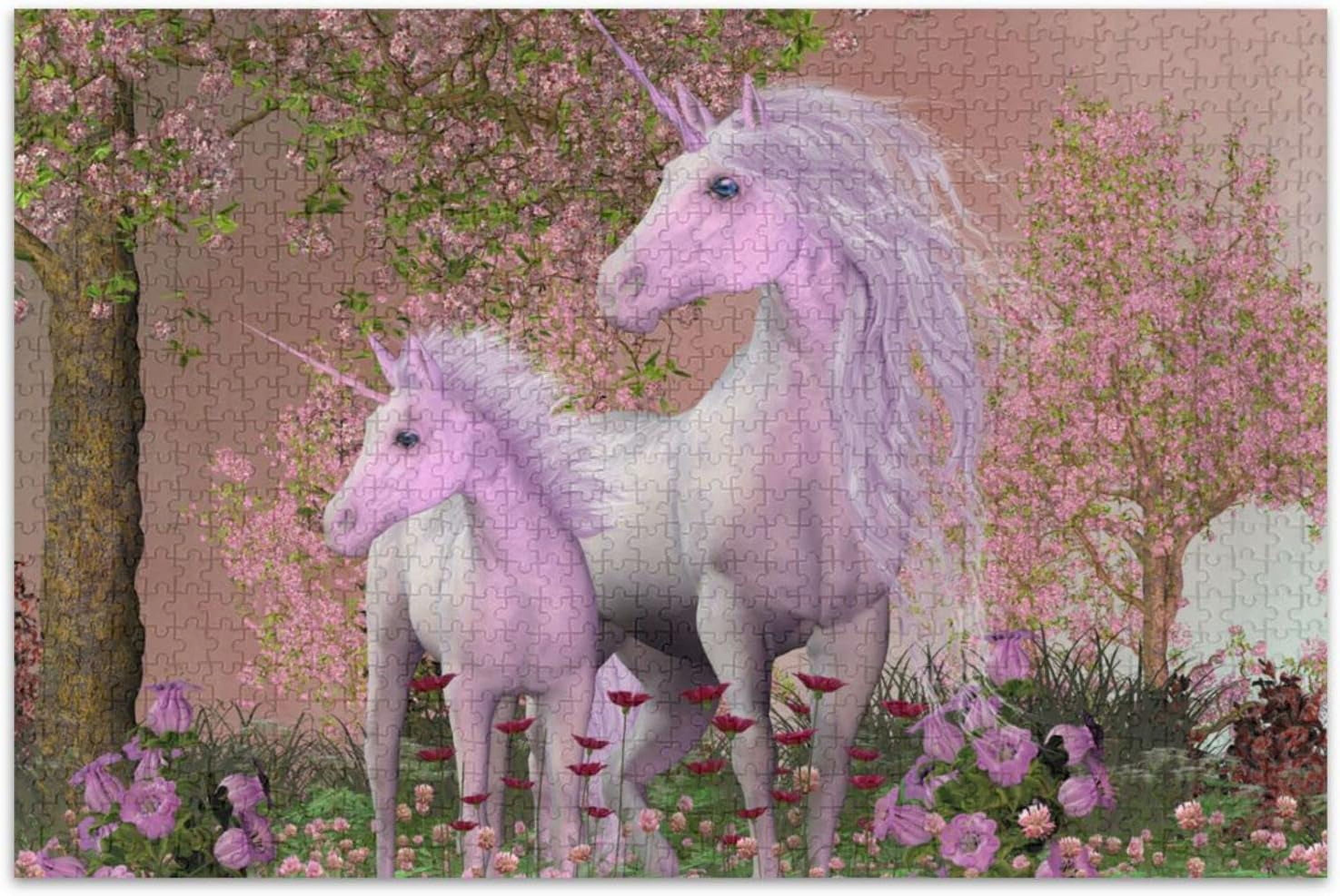 Spring Mare and Foal Unicorns 3D Illustration 500 Piece Jigsaw Puzzle ...