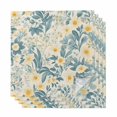 thumbnail image 1 of Spring Meadow Blooms Cloth Napkins, Teal Yellow Botanical Washable and Reusable Dinner Napkins Set of 4, Table Napkin for Kitchen Party Birthday Wedding Hotel Housewarming 20"x20", 1 of 8
