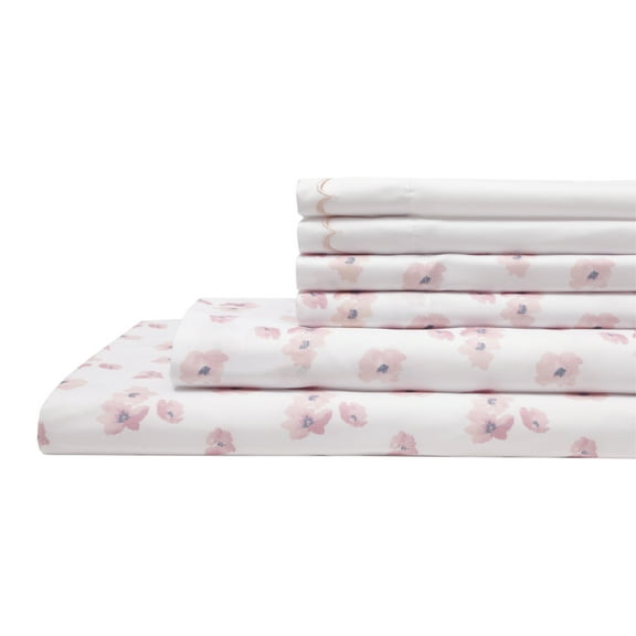 Spring Meadow Print Embroidered Bonus Sheet Set, King, Rose