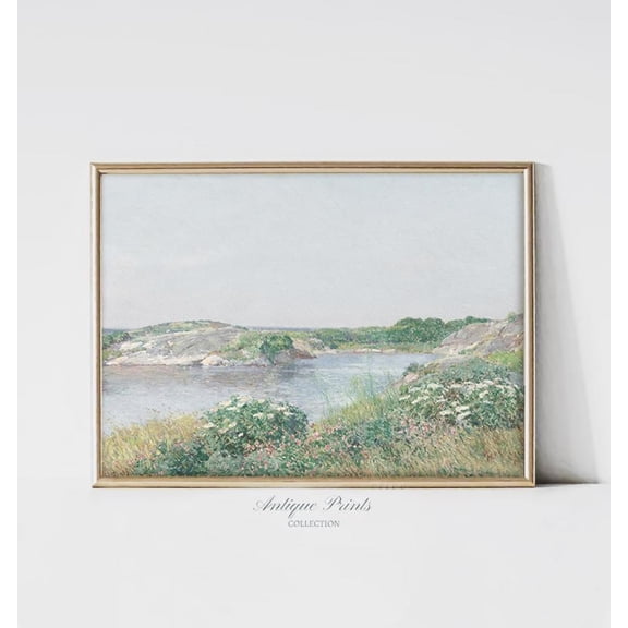 Spring Meadow, Vintage Country Landscape, Lake Wall Art, Spring Field Antique Wall Art, Summer Meadow,, Unframed Canvas Size 16x24