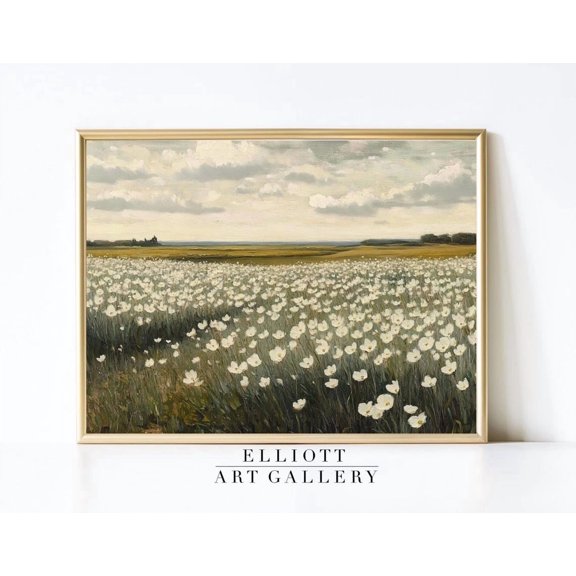 Spring Meadow Vintage Landscape Countryside Field E13, Unframed Paper Print