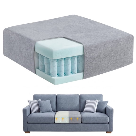 Spring & Memory Foam Couch Cushion Replacement, 24"x24"x8" Sofa Cushion, Washable Cover, Non-Sagging Sofa Support for Sagging Cushions, Gray