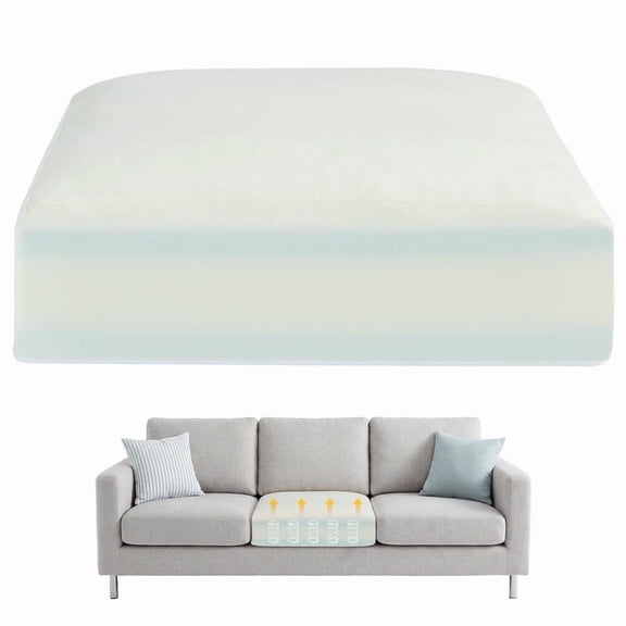 Spring & Memory Foam Couch Cushion Replacement, 24"x27"x6" Sofa Cushion, Washable Cover, Non-Sagging Sofa Support for Sagging Cushions, White