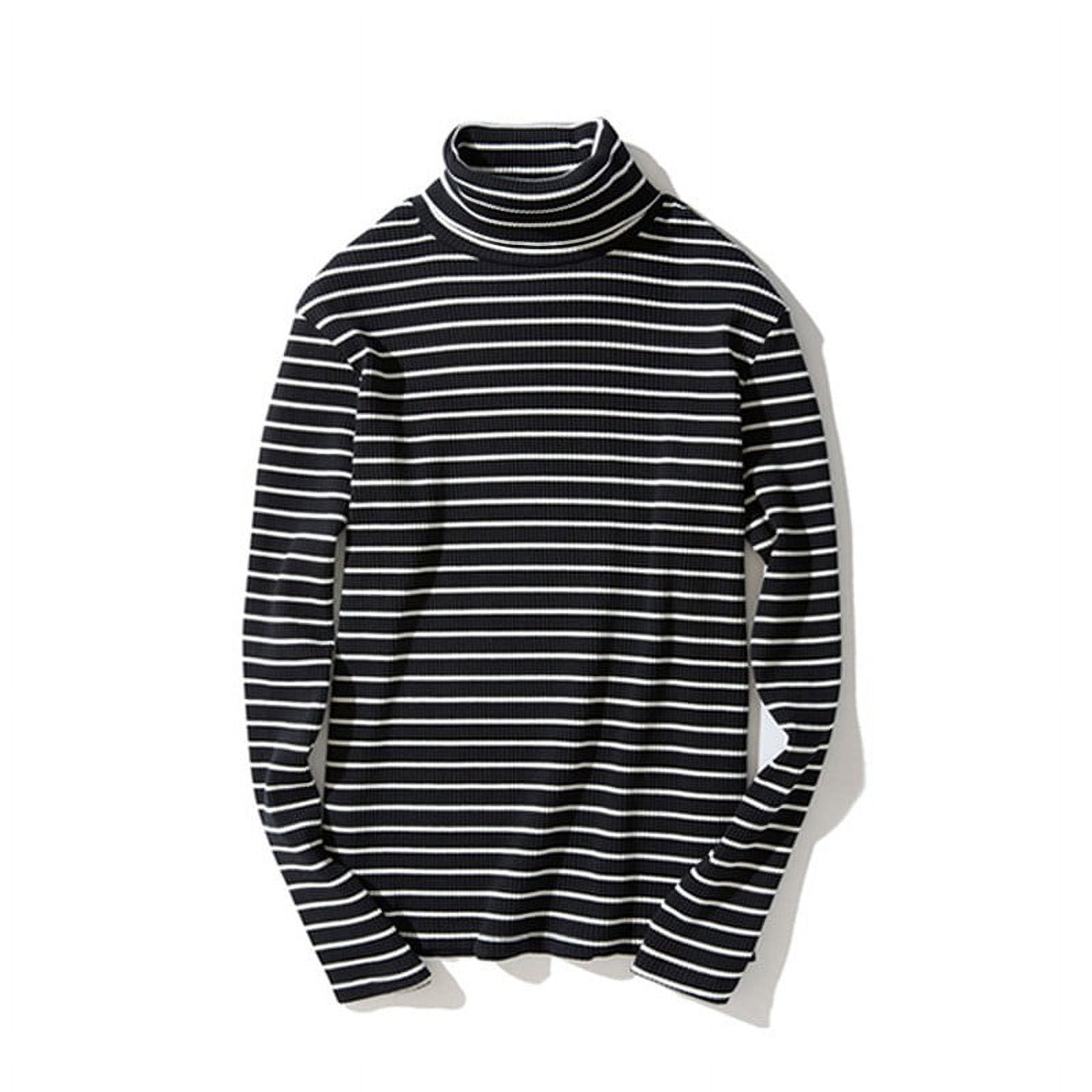 Striped turtleneck shop tee