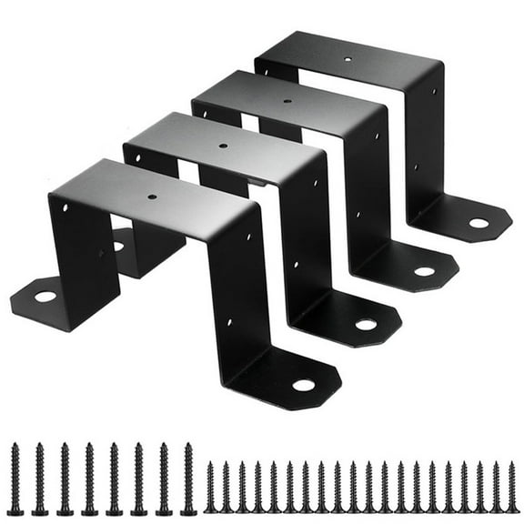 Spring Metal Fence Support 4x4 Post Bracket Carbon Steel Material Complete Set Robust Construction Black U Brackets Set