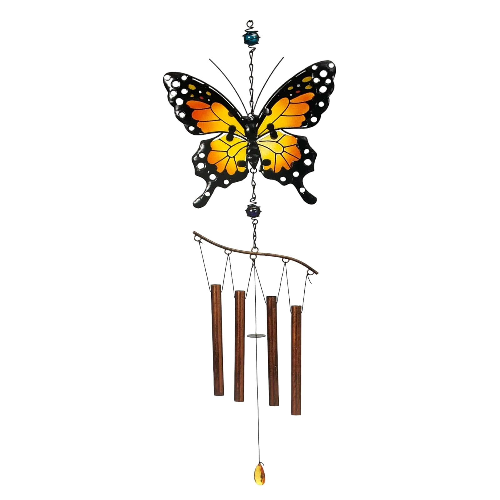 Gerson Company 34.2" H Metal & Glass Butterfly Wind Chime
