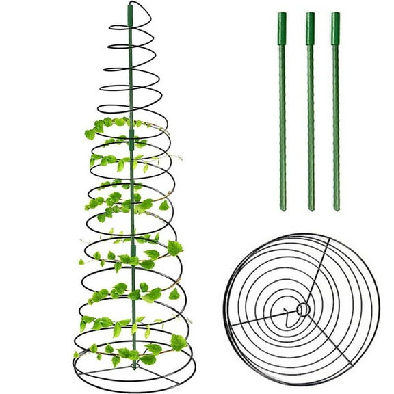 Spring Metal Pea Trellis Green Bean Trellis for Garden, Sugar Snap Tower with Pole