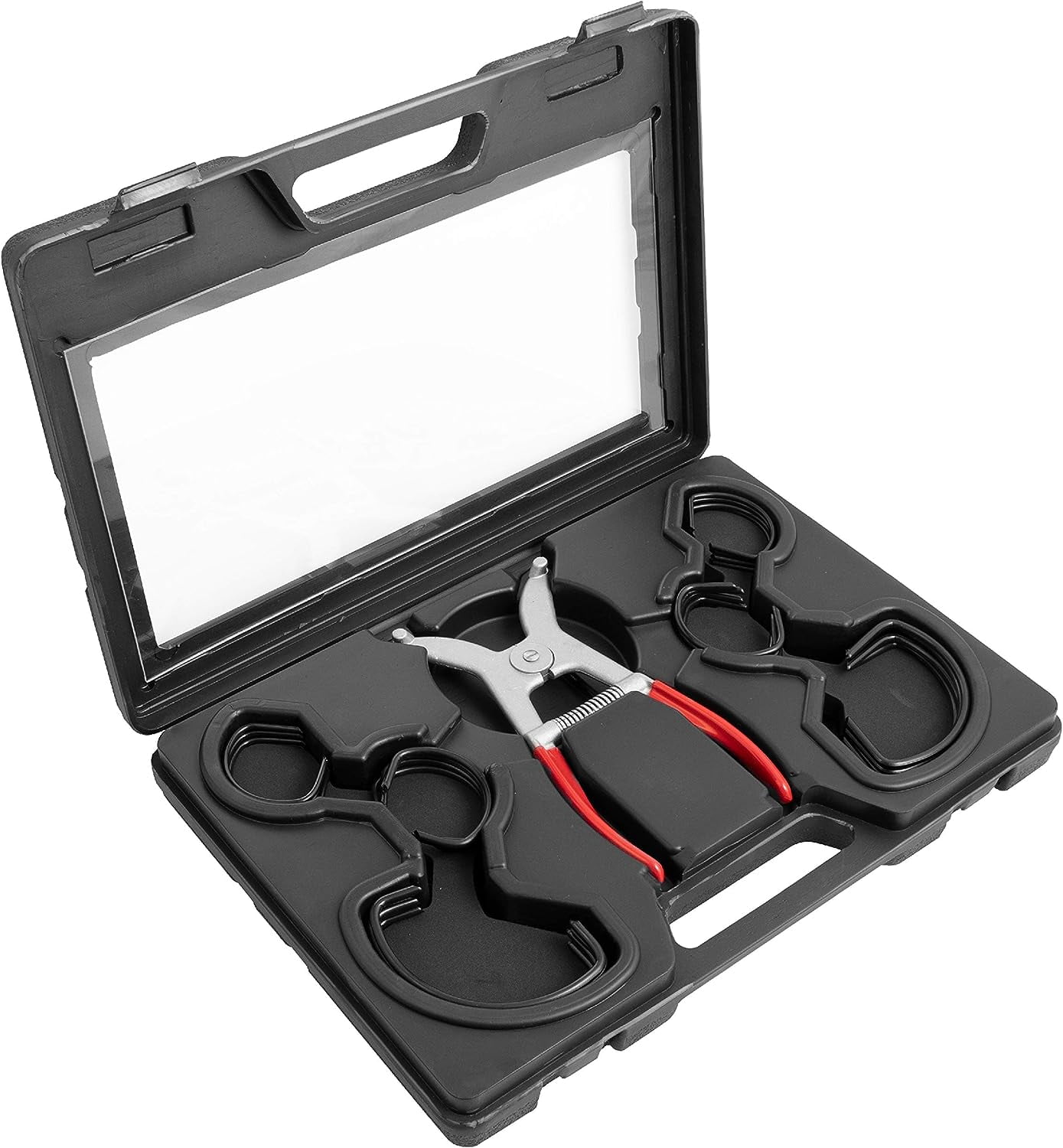 Spring Miter Clamp 25 Piece Set with 24 Assorted Size Spring Clamps and 1 Easy to Load Spring Tensioned Pliers for Woodworking Frames, Moulding & 45 Degree Corner Clamping