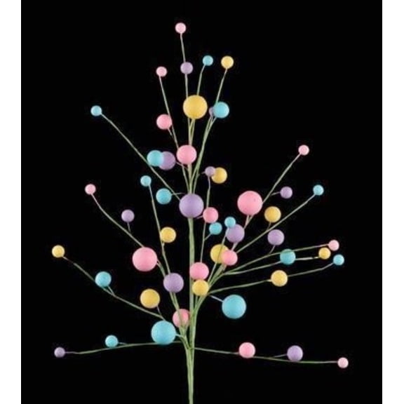 Spring Mixed Size Ball Spray, Pink, Yellow, Lavender & Light Blue, 26"