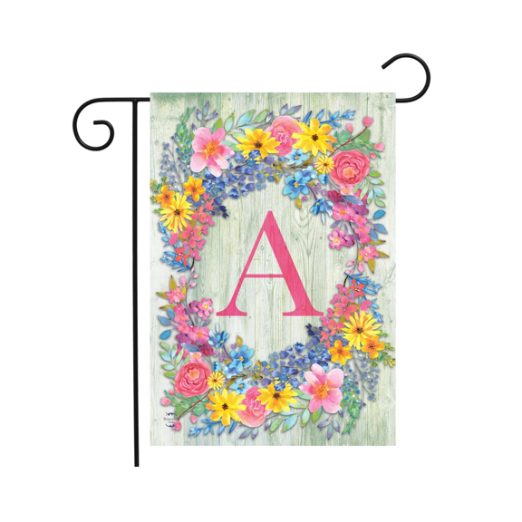 Spring Monogram Letter A Flag 12x18 POLE NOT INCLUDED Garden Flag