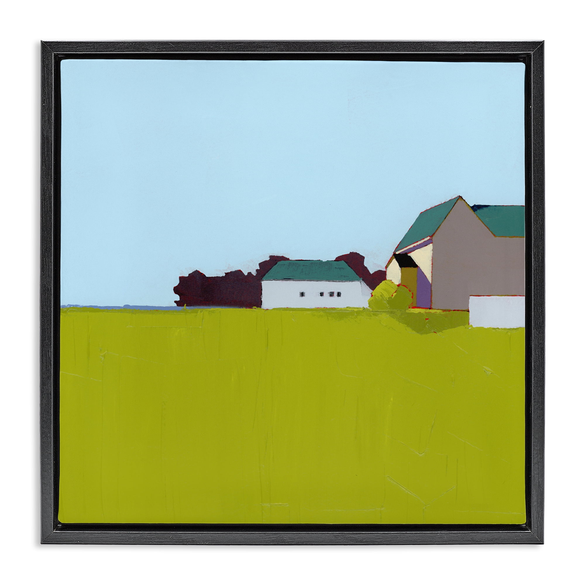 Spring Morning Farm Land Black Framed Floater Canvas Wall Art, design by Ruth LaGue