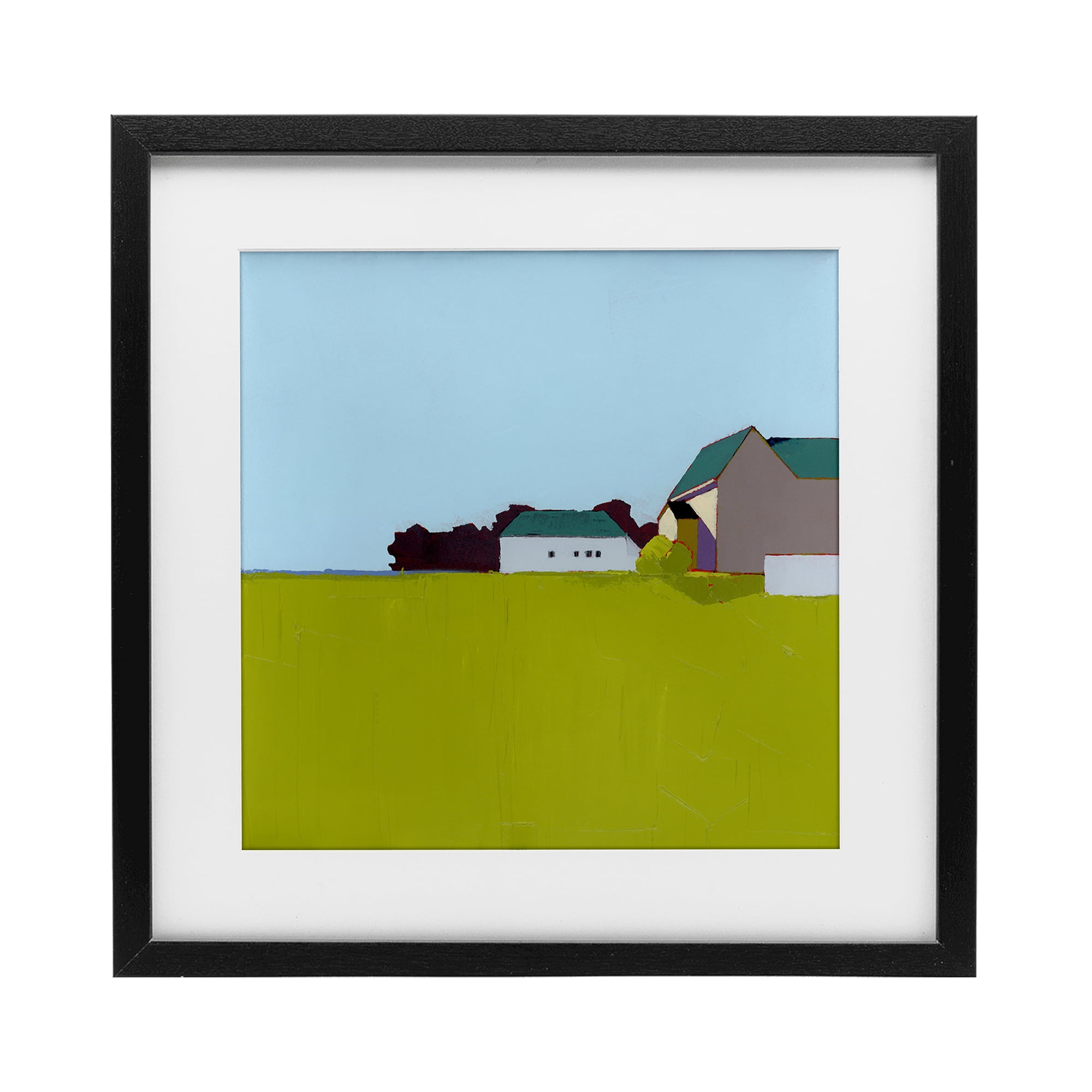 Spring Morning Farm Land Black Framed Print Under Glass, design by Ruth LaGue
