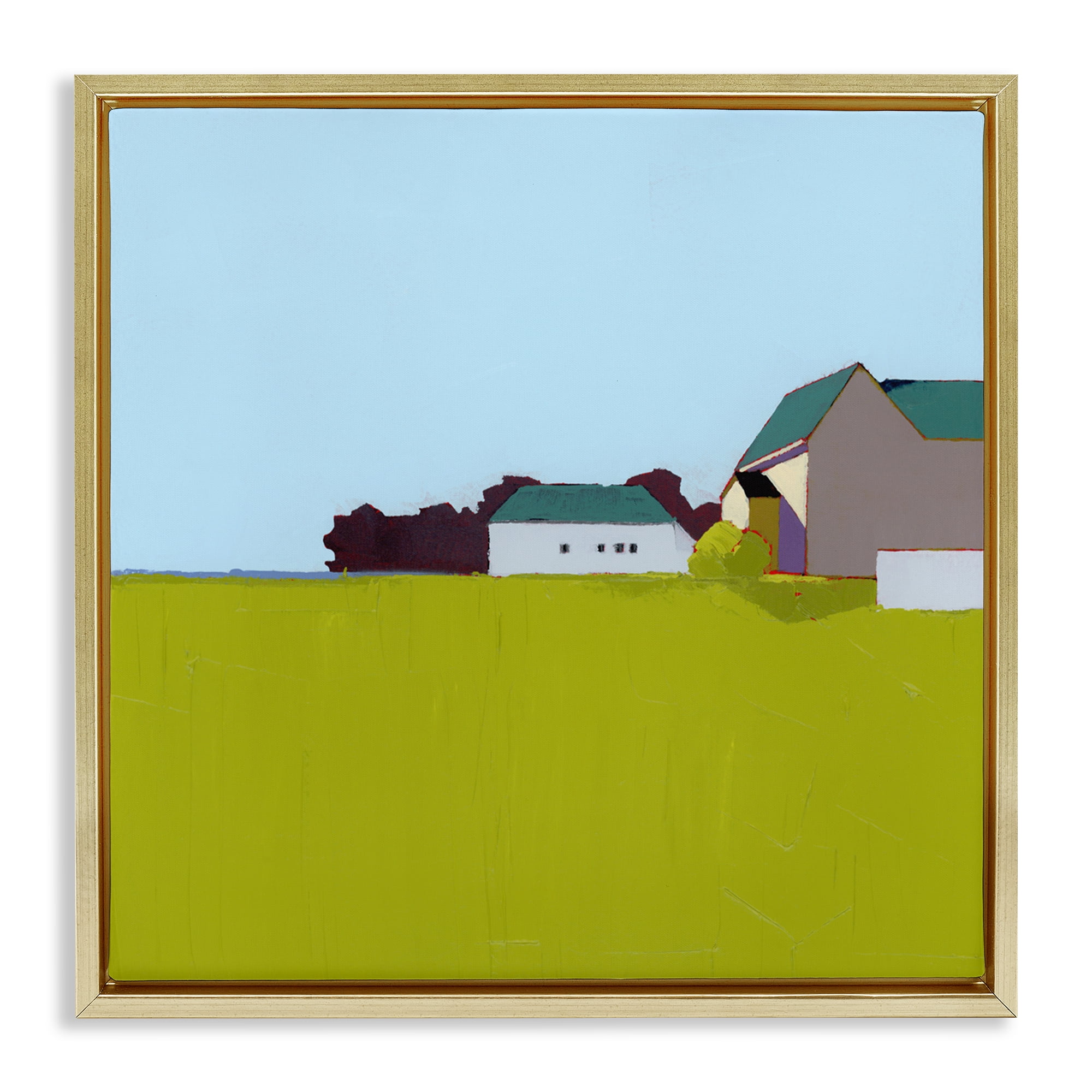 Spring Morning Farm Land Gold Framed Floater Canvas Wall Art, design by Ruth LaGue