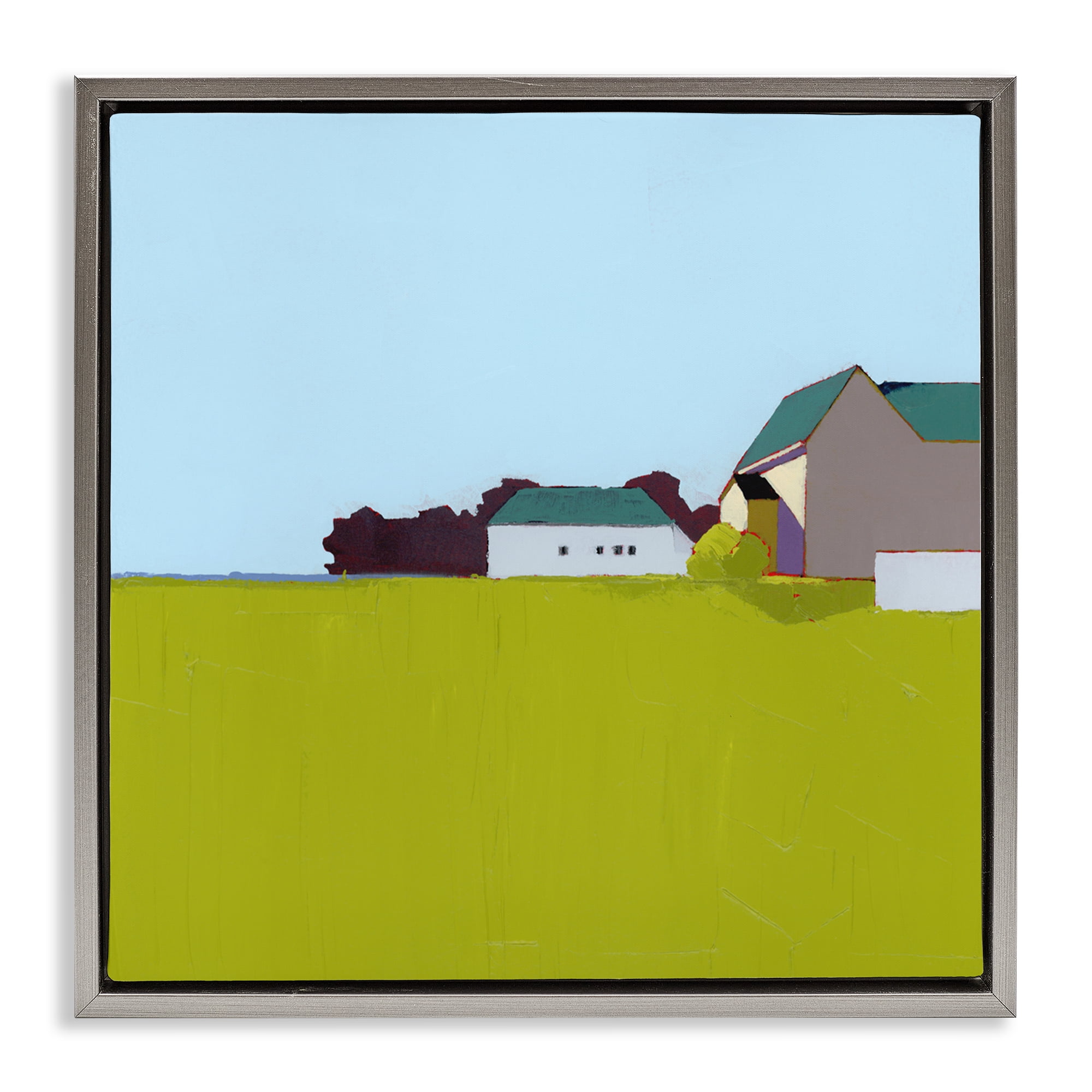 Spring Morning Farm Land Gray Framed Floater Canvas Wall Art, design by Ruth LaGue