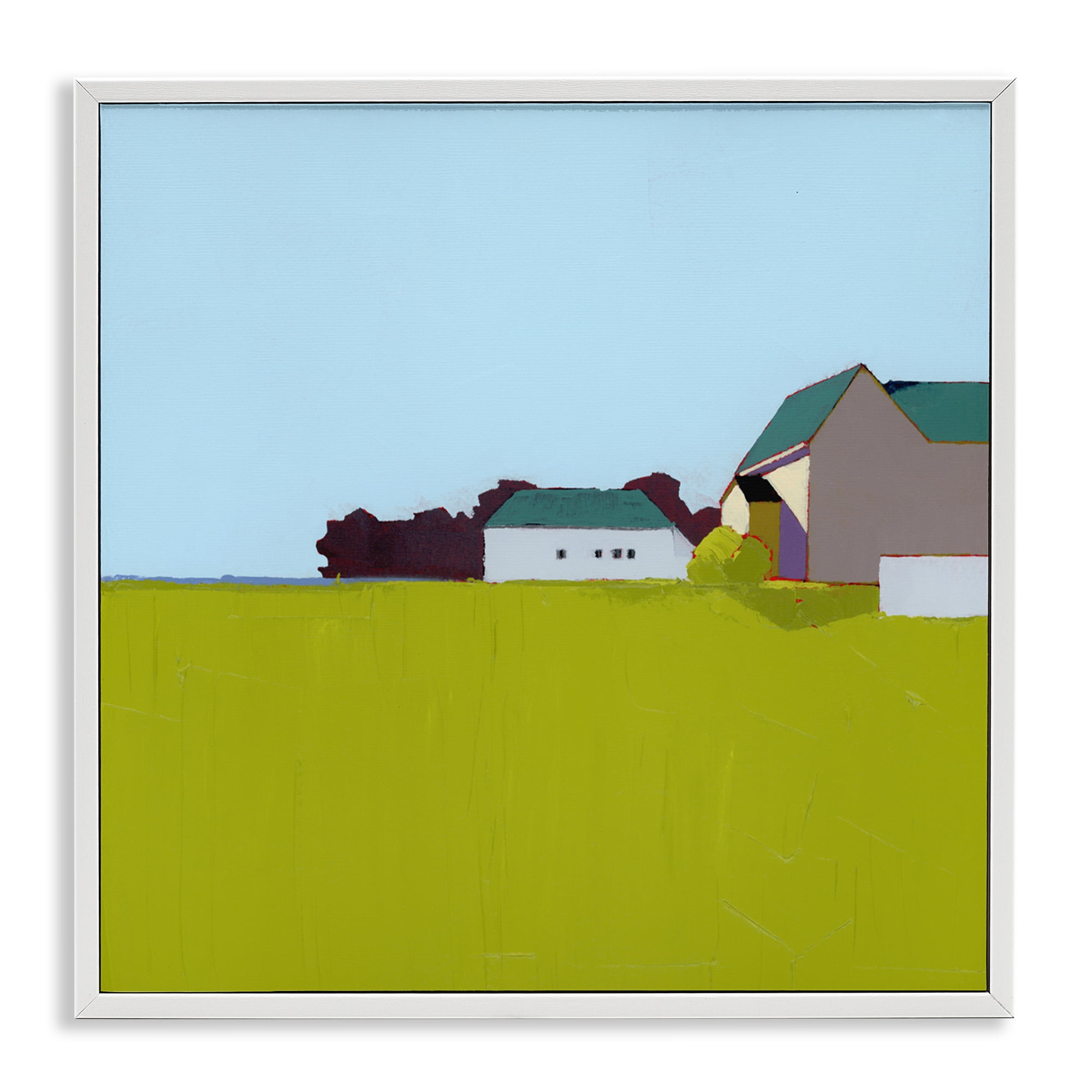 Spring Morning Farm Land White Framed Giclee Art, design by Ruth LaGue