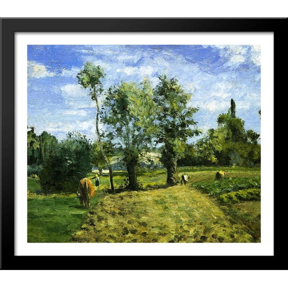 Spring Morning, Pontoise 32x28 Large Black Wood Framed Print Art by Camille Pissarro