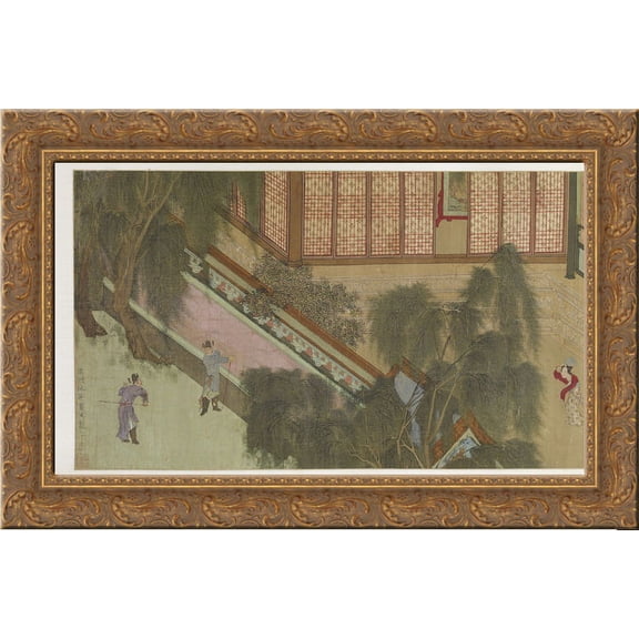 Spring Morning in the Han Palace (View J) 24x19 Gold Ornate Wood Framed Canvas Art by Qiu Ying