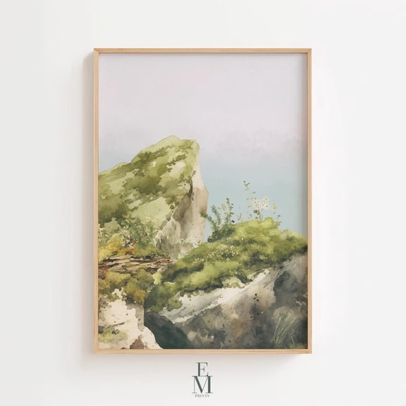 Spring Moss Landscape : Nature Wall Art Print Home Decor #202, Unframed Canvas Size 8x12