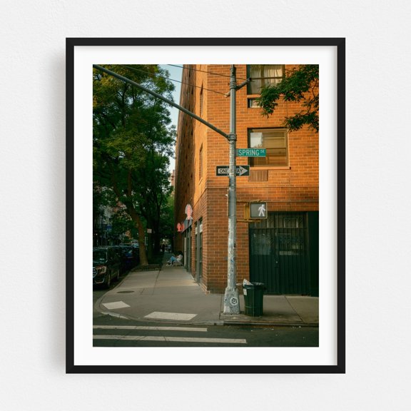 Spring & Mott, Nolita 01 - Manhattan New York Photography Street Photography City Architecture Vintage Minimalist Travel Poster Black Framed Wall Art Print 6 x 8 inches