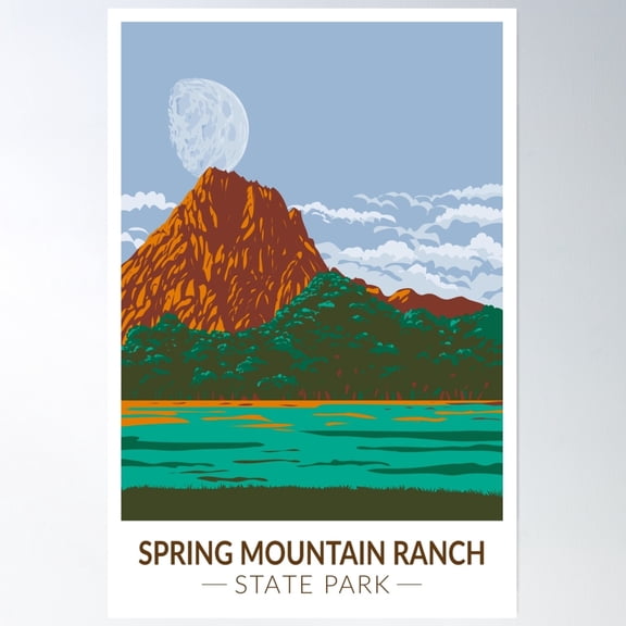 Spring Mountain Ranch State Park Nevada Vintage Poster Wall Art, Modern Wall Decor, 8x12 UNFRAMED