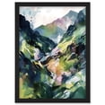 thumbnail image 1 of Spring Mountain Slope Landscape Modern Linocut Illustration Print Artwork Framed Wall Art Print A4, 1 of 4