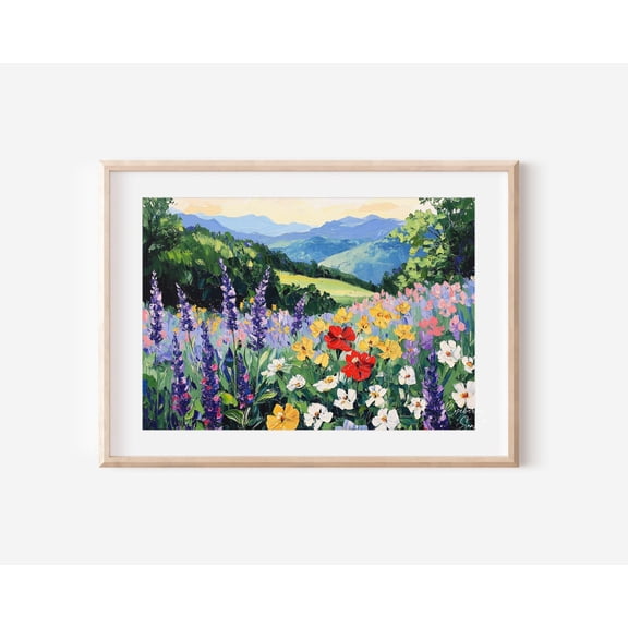 Spring Mountain Wildflower Bright Summer Floral Wall Art Poster