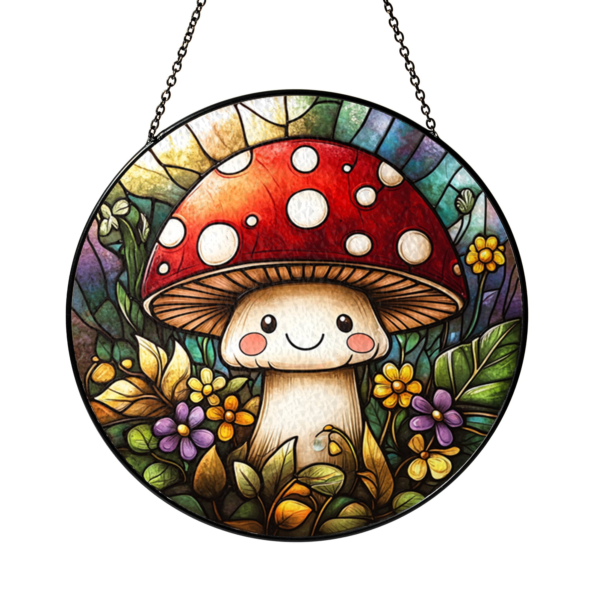 Spring Notebook Style Spring Mushroom Stained Glass Style Suncatcher Window Decor, Decorative ...